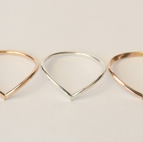 Chevron Hammered Sterling Silver V-Shaped Ring Size 6 - Picture 6 of 9